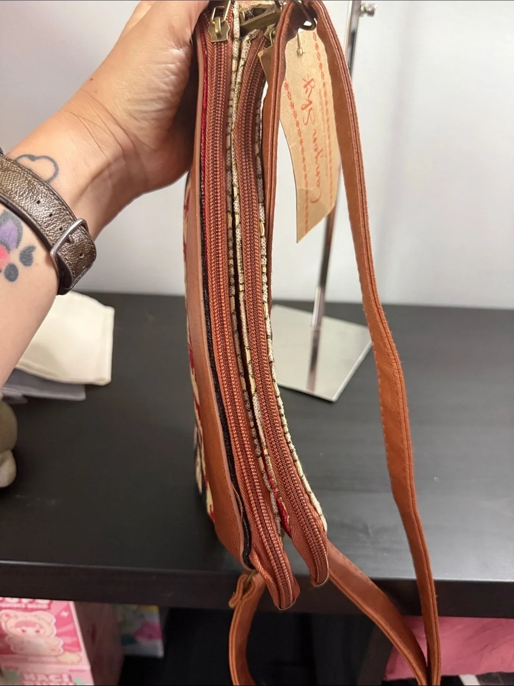 Canyon Sky NWT Brown and Red Patterned Crossbody Bag